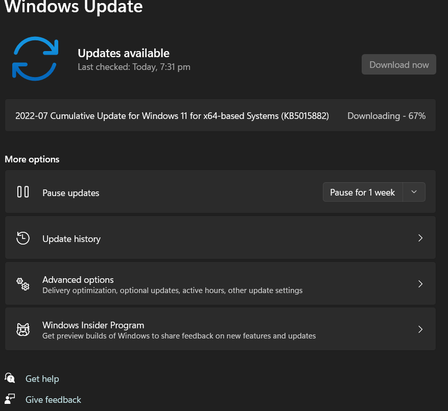 Windows 11 cumulative updates July 2022 - KB5015882 stuck error code - 0x800f0831 eb2f15c5-0e69-4d37-abae-d1cffcaeb87d?upload=true.png