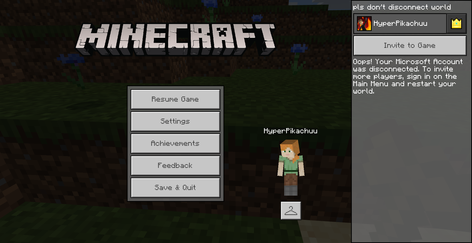 Minecraft windows 10 world keeps disconnecting from microsoft account please help ebe31c63-39ee-4c1d-afaa-ebf050c5e5bf?upload=true.png