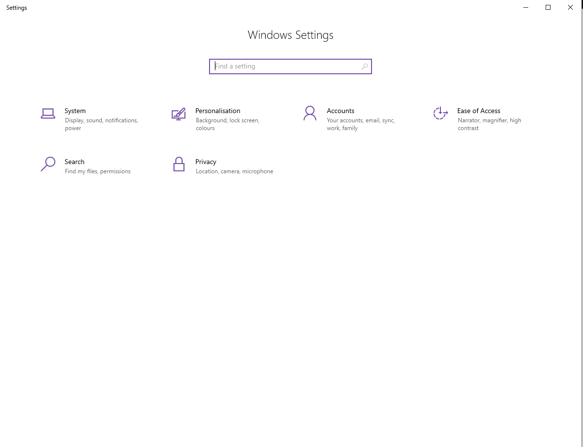 Missing sections in the Settings tab. ec4744ab-7dde-4812-95f2-ba8030ad6189?upload=true.png