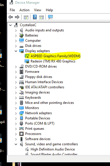 ASPEED Graphics Family(WDDM) keeps showing up in Device ...