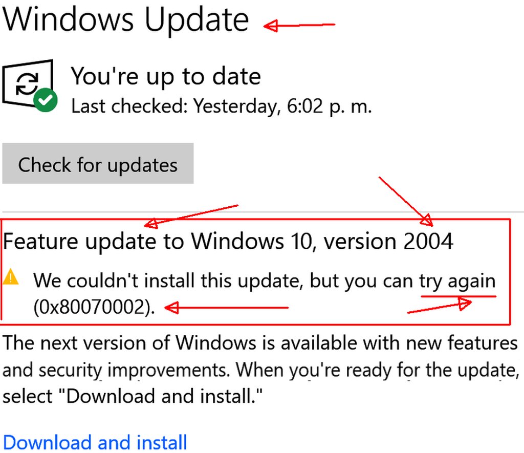 Both: Win Update and MS Update Assistant fail with 2004 Update on my SURFACE Laptop from MS !! ecaa29fd-eeb5-44be-8e27-dcdf9b40884d?upload=true.jpg