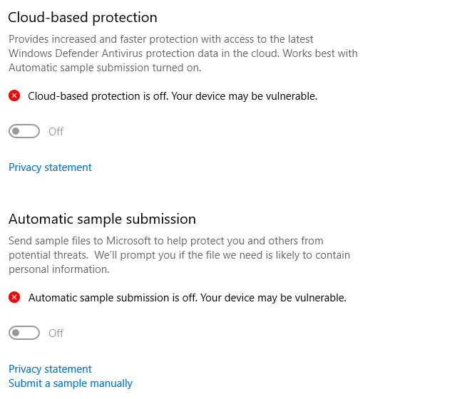 Cloud-Delivered protection and Automatic sample submission. This setting is managed by your... ed4c33fc-96ca-4a77-8669-9e17d7a3973a?upload=true.png
