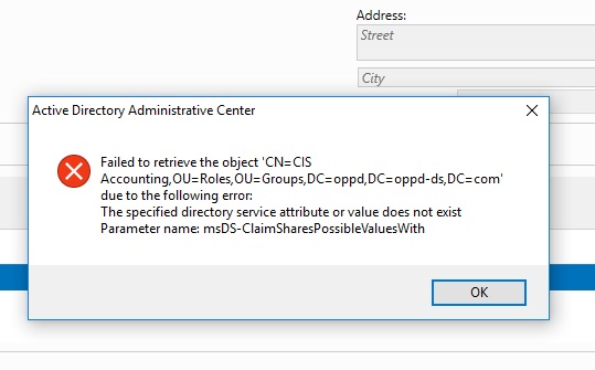 Active Directory Administrative Center - AD groups not opening ed54b21d-0104-45cd-b3aa-7c770ecc5807?upload=true.png