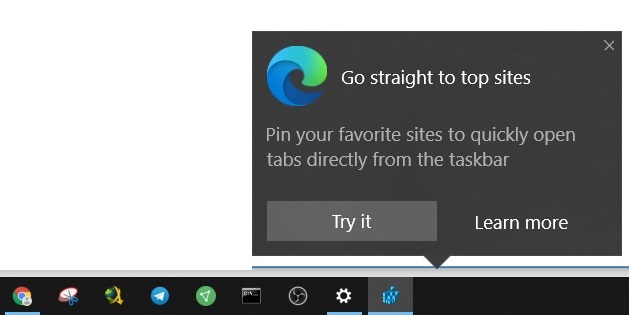 Windows 10 taskbar is now pushing Microsoft Edge web apps Edge-popup.jpg