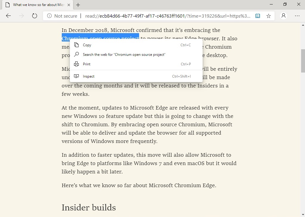 Hands-on with the early features of Microsoft Chromium Edge on Windows 10 Edge-reading-view.jpg