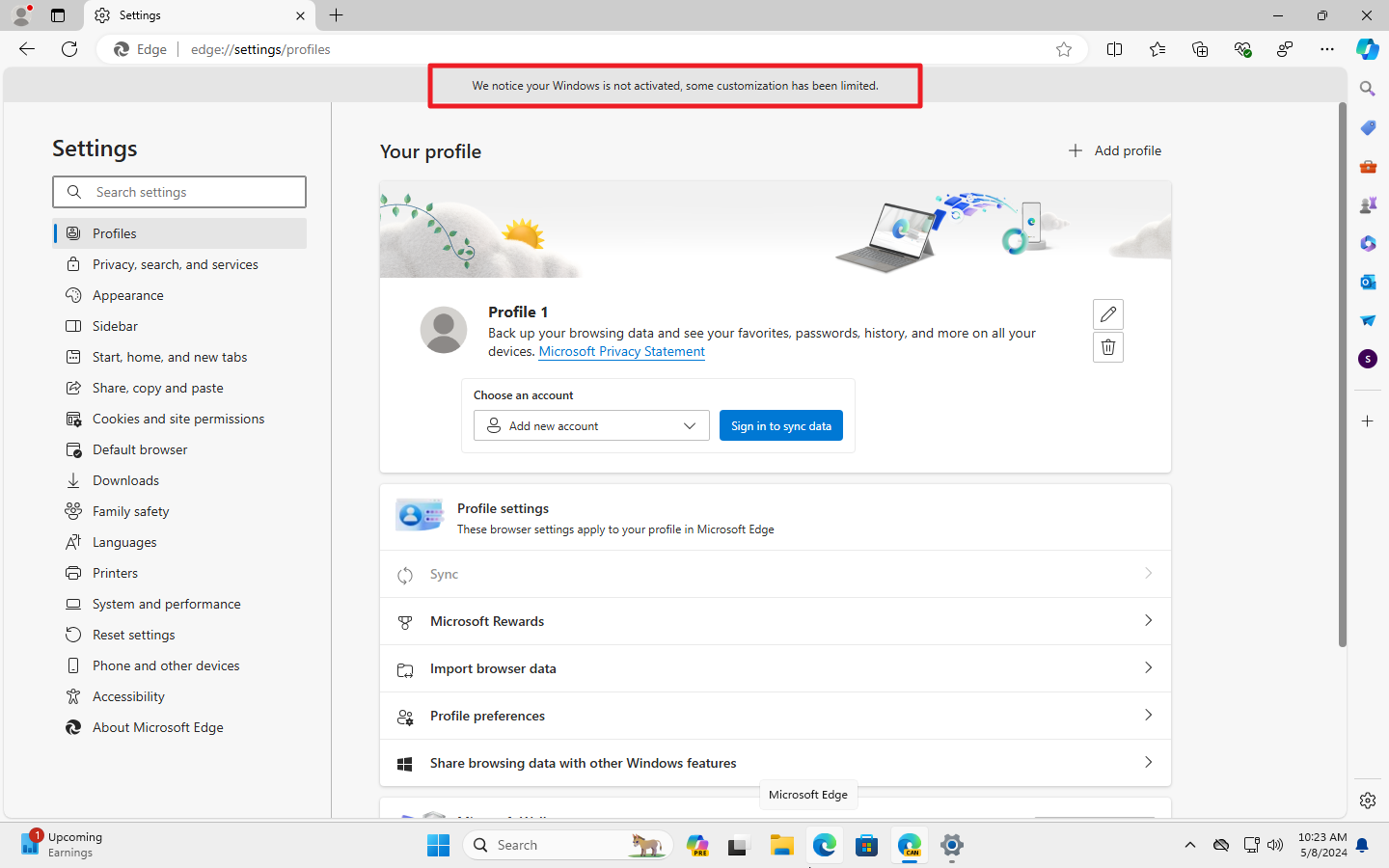 Unactivated Windows 11 systems could soon block access to Microsoft Edge settings edge-windows-not-activated.png