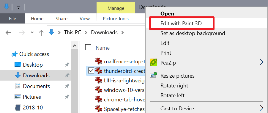 Microsoft will remove the Paint 3D menu item as well in future versions of Windows 10 edit-with-paint-3d.png