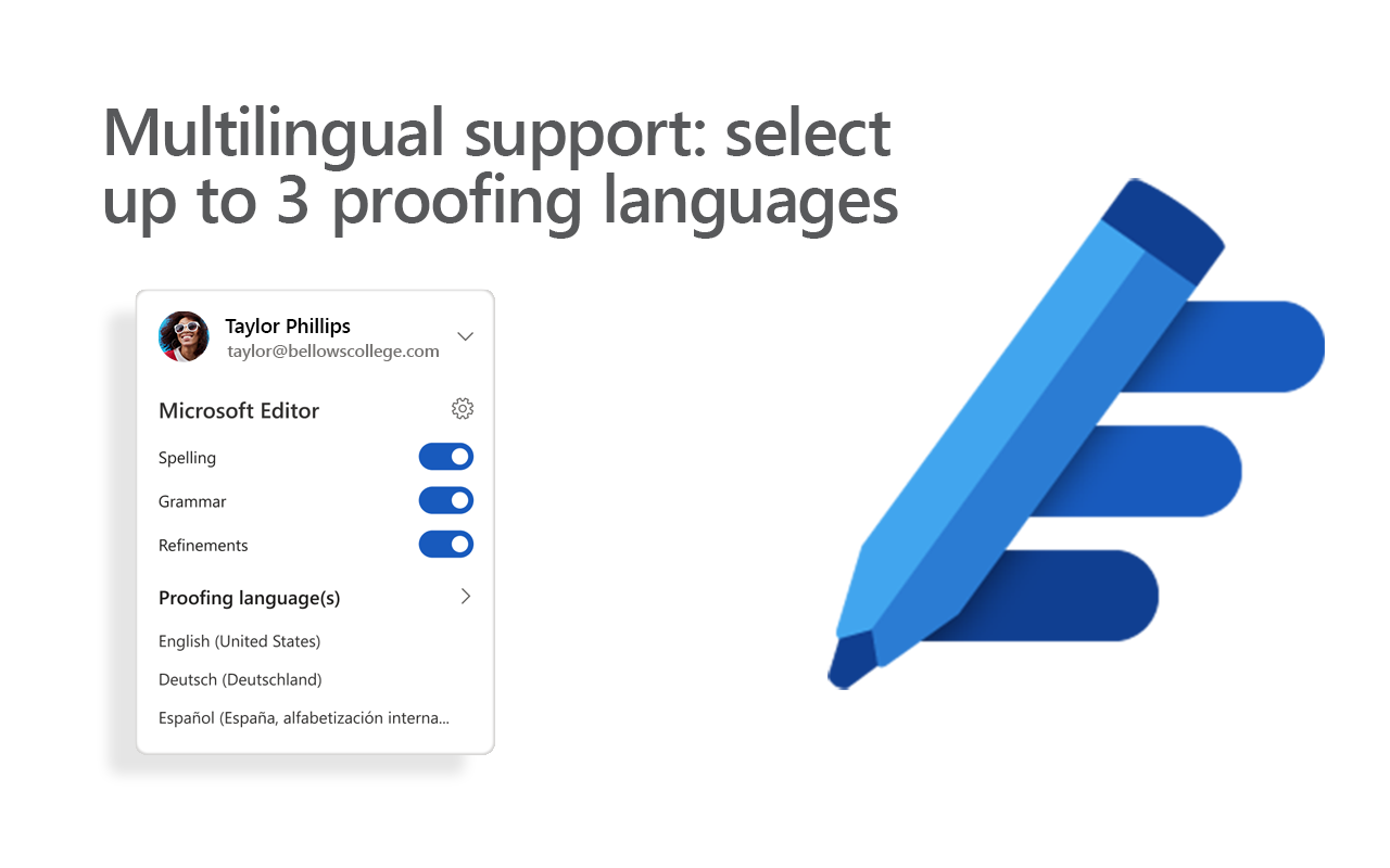 What is new in Microsoft 365 for individuals and families Editor_Multilingual-Support.png