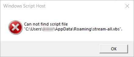 Cannot find script file stream-all.vbs eecdcb4c-4dff-468d-bd5c-2ea67fc6563c?upload=true.png