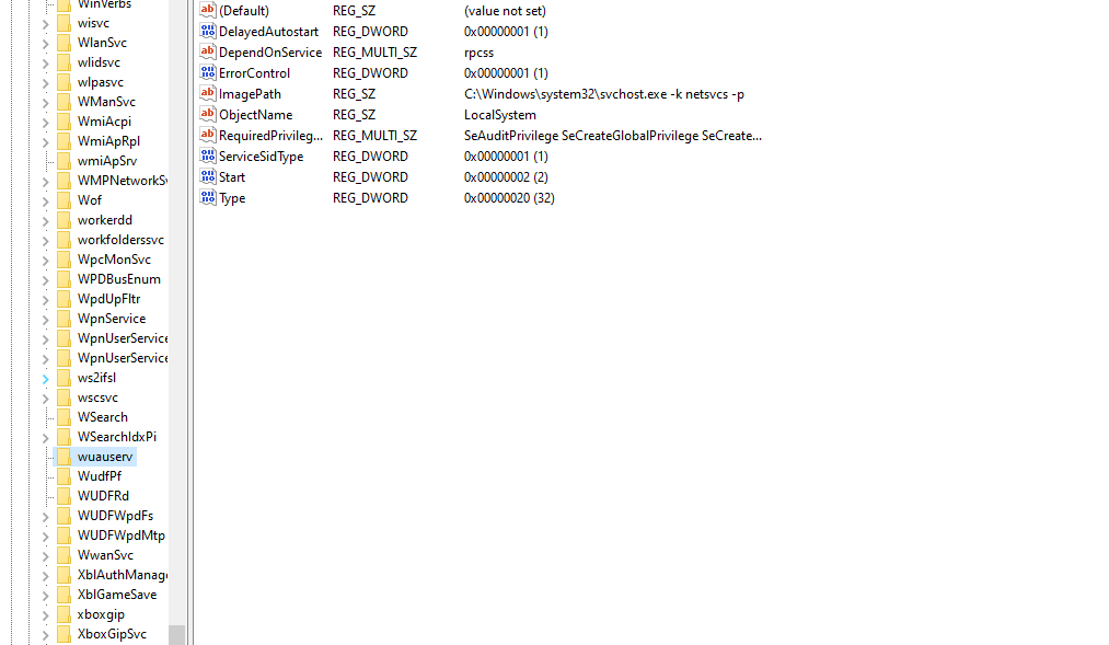 Windows Update service missing. Tried adding it but it says it already exists. ef160bf5-549a-43b3-95ce-a45bb806a8b4?upload=true.png