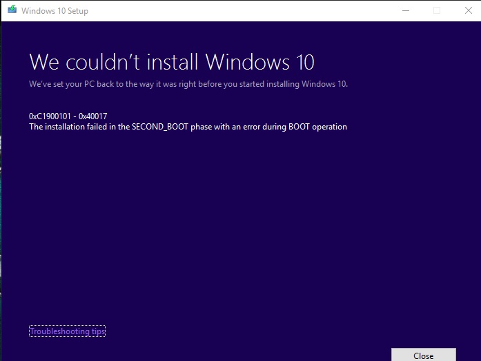0xC1900101 - 0x40017 problem after update efa9bad6-693a-4a47-a787-60453c2e6b88?upload=true.jpg