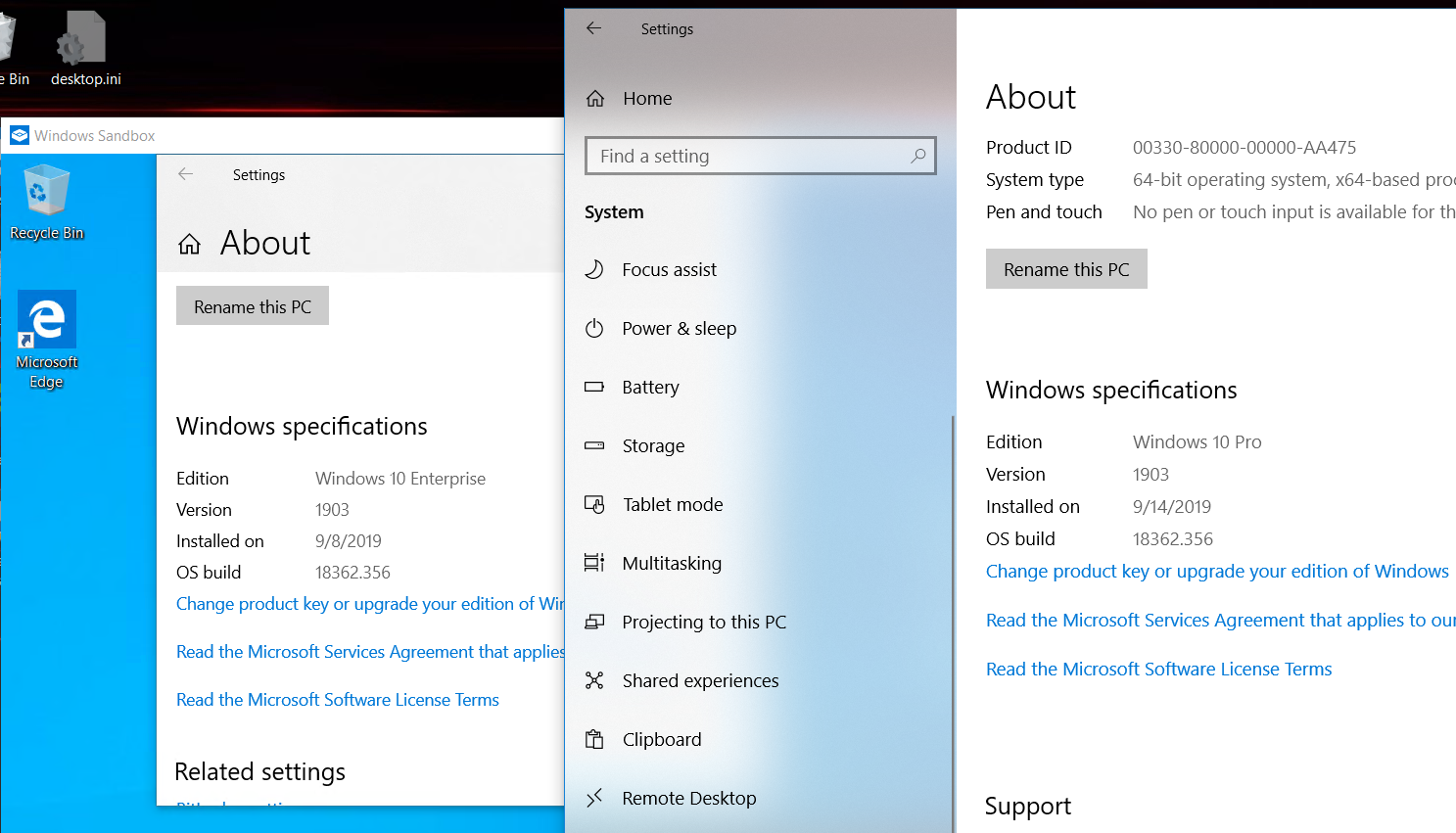 Windows 10 Pro - windows sandbox shows unactivated Windows 10 Enterprise efc81eee-008c-47b6-8d2d-89401d1ce929?upload=true.png