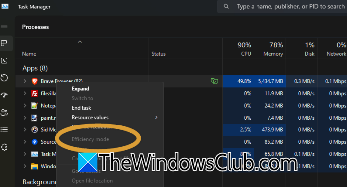 Task Manager Efficiency mode is greyed out in Windows 11 efficiency-mode.png
