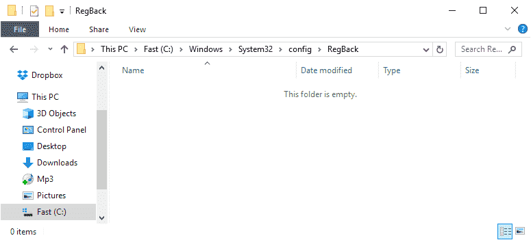 Windows 10 bug prevents Registry backup creation empty-registry-backup-folder.png