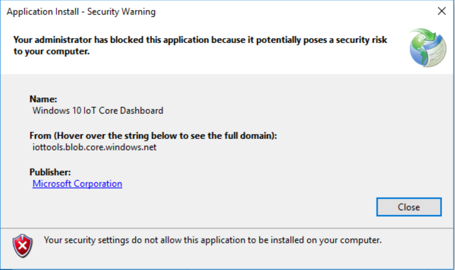 your administrator has blocked this application because it potentially poses a security... EMqQwvp.png