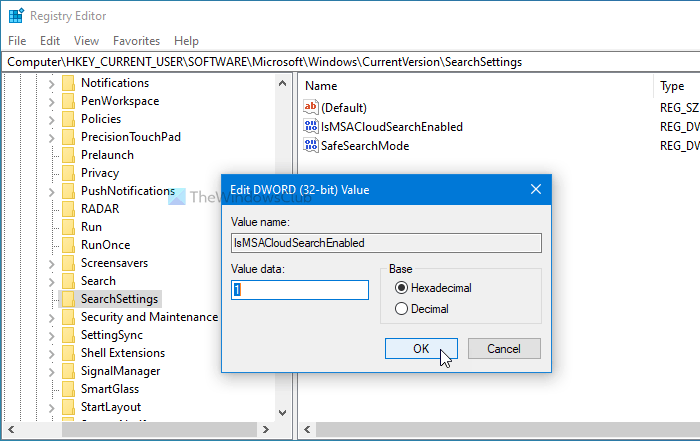 How to enable or disable Cloud Content Search in Taskbar search box in Windows 10 enable-disable-cloud-content-search-5.png