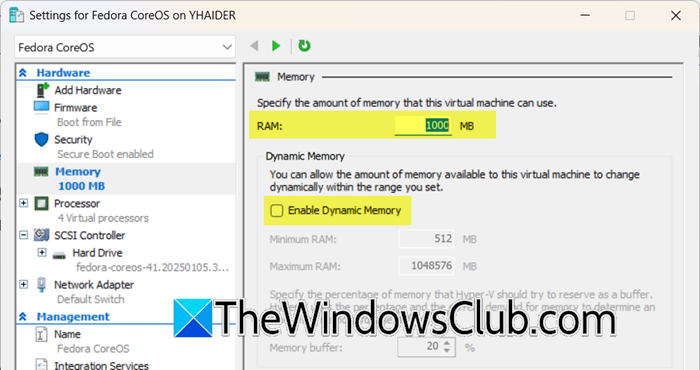 Hyper-V unable to allocate RAM [Fix] enable-dynamic-memory.png