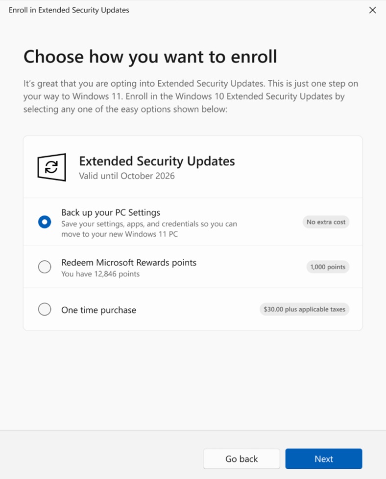 Windows 10 KB5063709 prepares for extended updates, direct download .msu Enroll-Windows-10-ESU-wizard.jpg