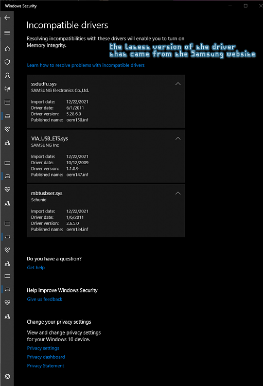 Why is my desktop not loading past the ROG screen to windows? er-exe-load-my-desktop-quicker-past-login-screen-memory-integrity-incompatible-drivers-samsung-2.png