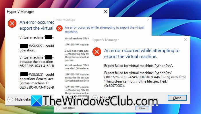Hyper-V error occurred while attempting to export the virtual machine error-attempting-export.jpg