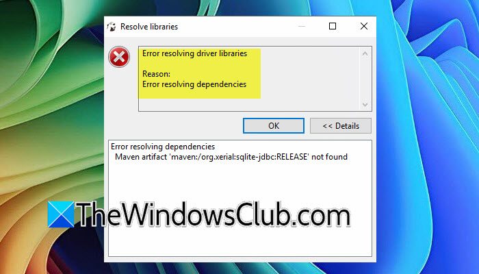 Error resolving driver libraries in DBeaver [Fix] error-resolving-libraries-dbeaver.jpg