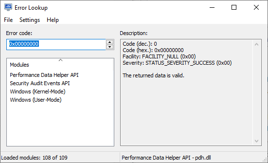 Error Lookup tries to make cryptic Windows error codes meaningful errorlookup.png