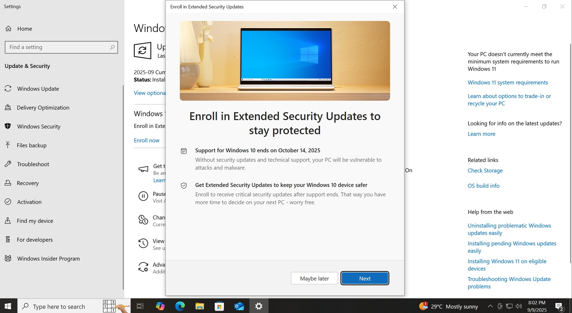 Windows 10 KB5065429 released ahead of EOL, direct download links (.msu) esu-enrollment-2.jpg