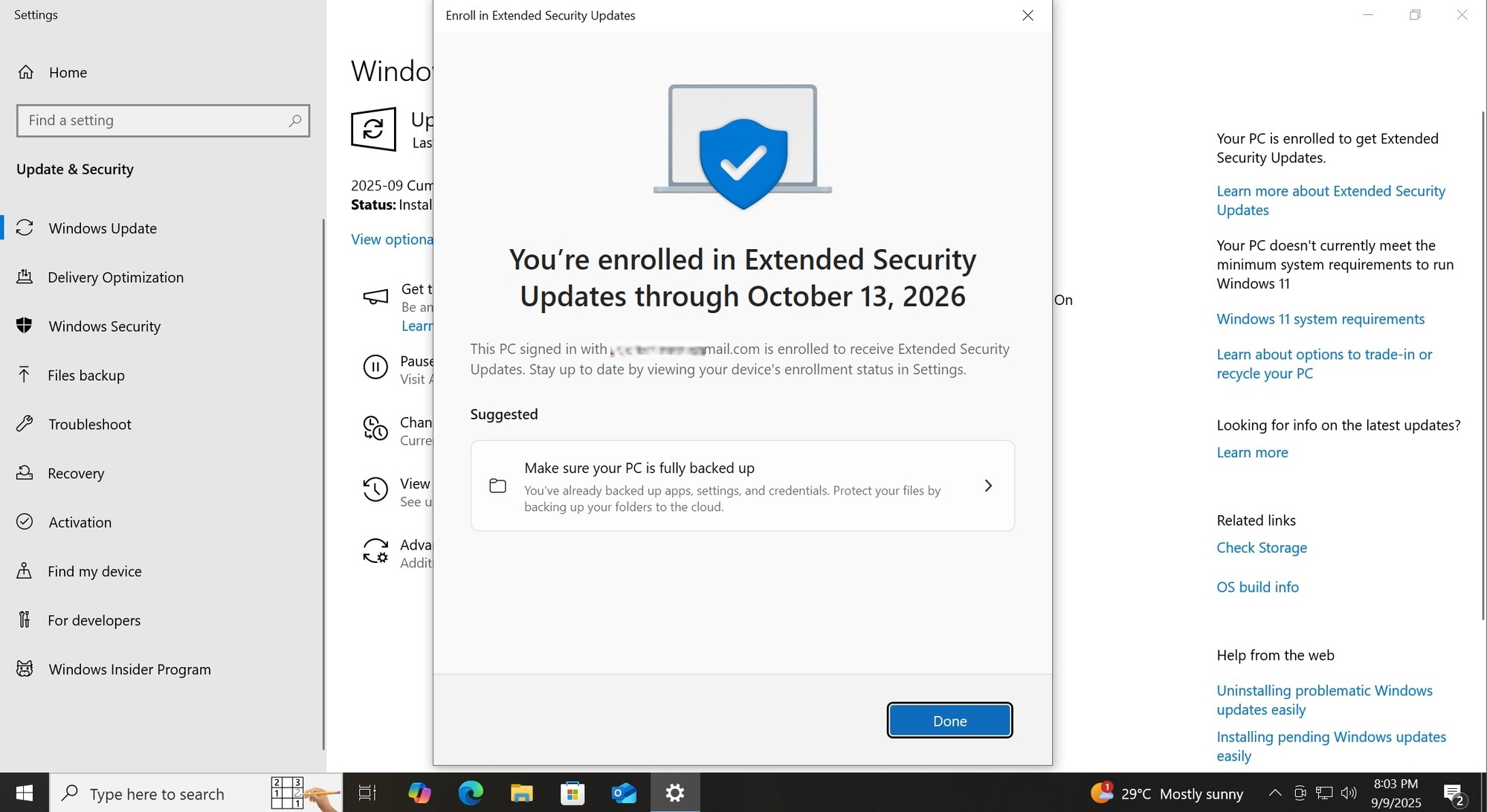 Windows 10 KB5065429 released ahead of EOL, direct download links (.msu) esu-enrollment-4.jpg
