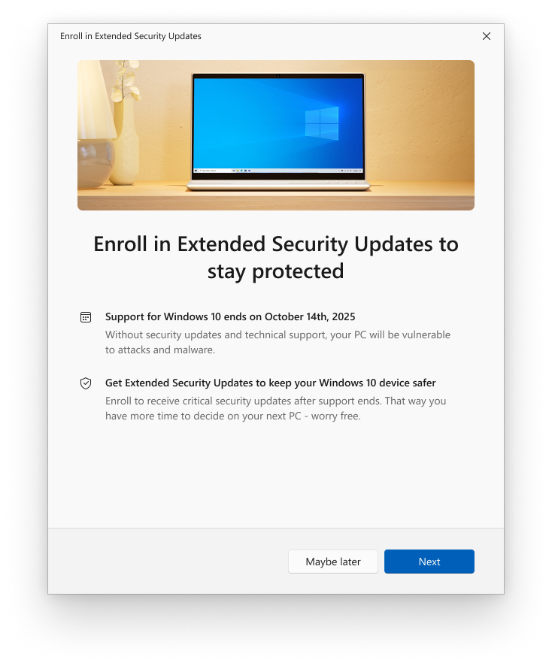 Microsoft makes Windows 10 ESU free for some users, but there is a catch ESU-Wizard-Welcome-page.png