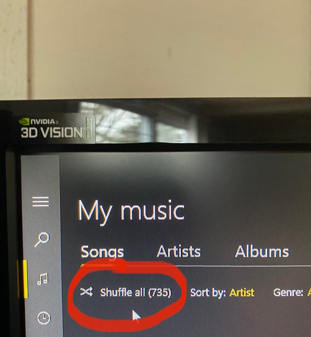 Does anyone know of a keyboard shortcut to hit this “shuffle all” button in groove music? et27koxu7rv81.jpg