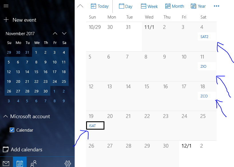 Windows 10 Calendar is correct but Agenda when you click on the clock