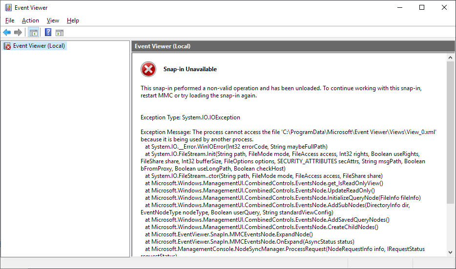 Windows 10: Event Viewer error after installing KB4503293 and KB4503327 event-viewer-error.png
