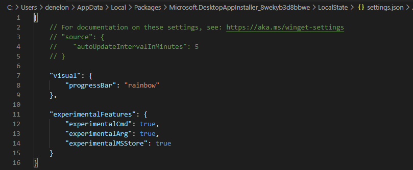 Windows Package Manager v0.2.10191 Preview released Experimental-Feature-Settings.png