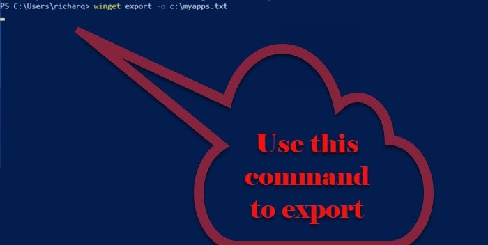 How to Export or Import Installed software list using WINGET on Windows 11/10 export-file-1.jpg
