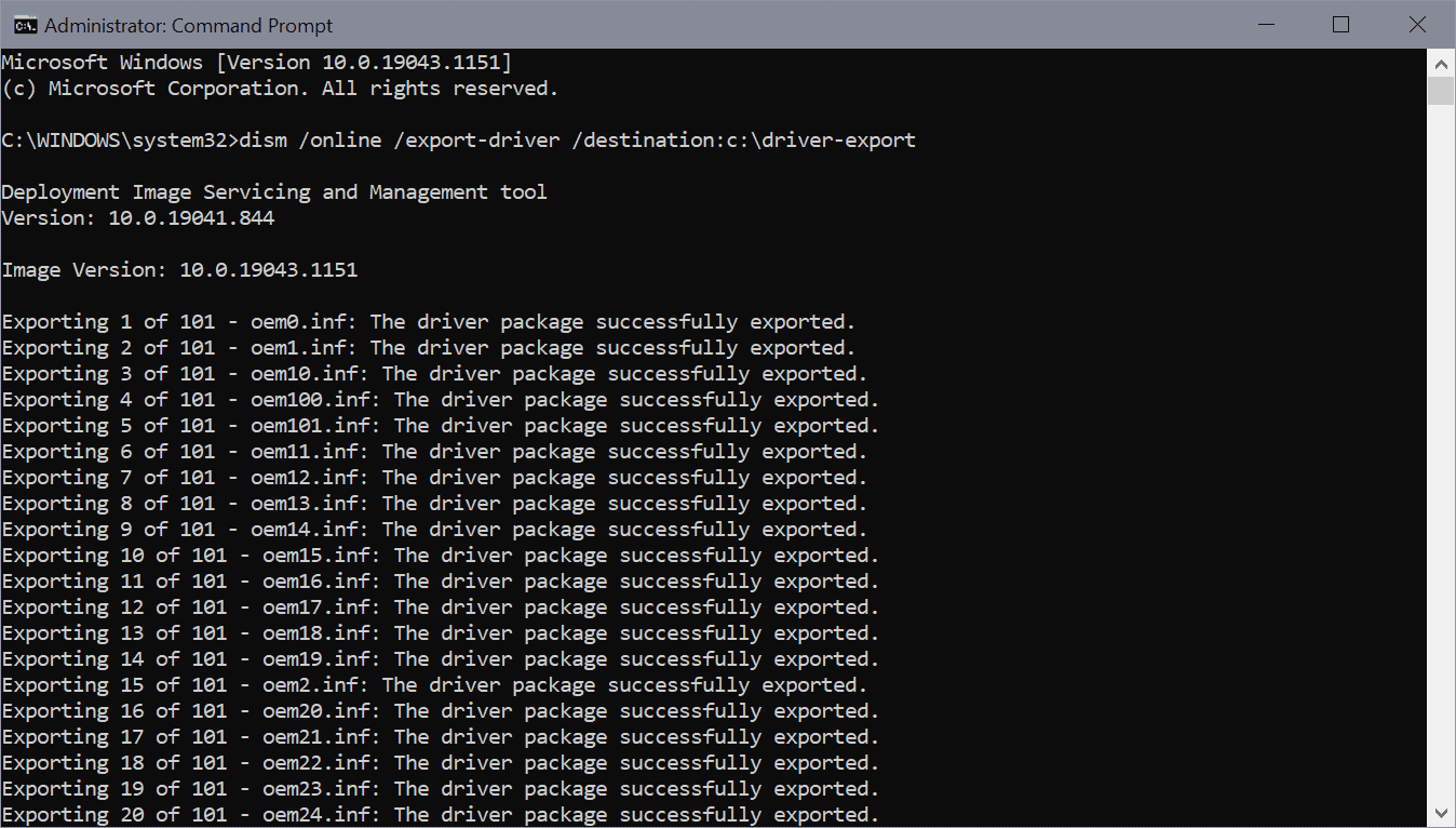 How to export Windows drivers using DISM export-windows-drivers-dism.png