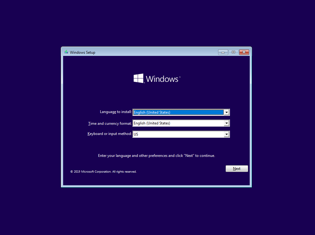 Why when installing Windows, the background is either white or purple when on the selecting... ext?url=https%3a%2f%2fi.stack.imgur.com%2fHS0C6.png