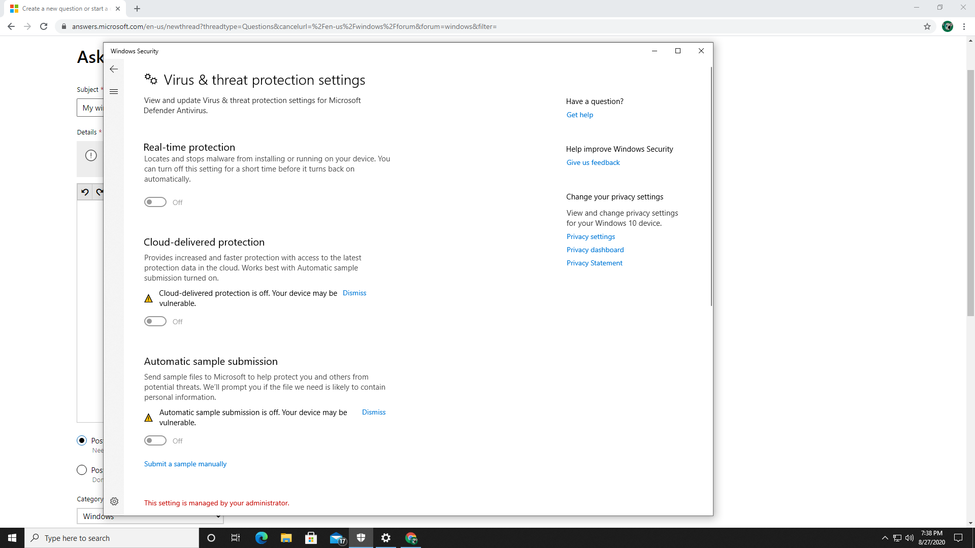 My windows defender is not starting in start up and i cant turn on my real time protection... f00d734c-212b-44c2-b842-fde9c7cf30bc?upload=true.png