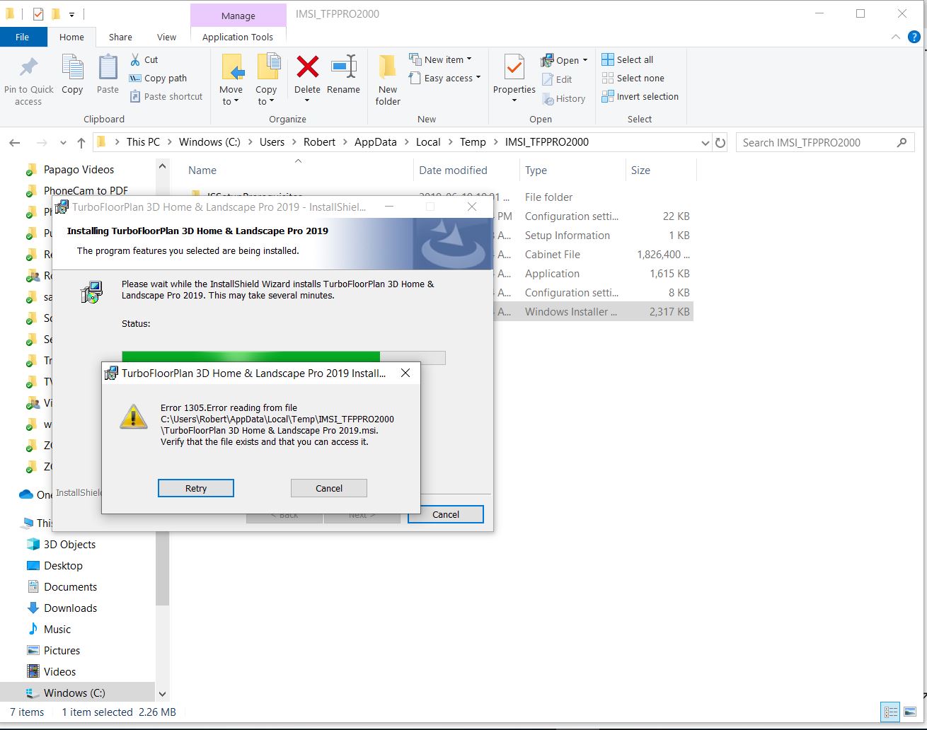 Install error 1305 in appdata but file it says is missing IS there.  Software provider says... f05e5b63-65ff-4f44-abdc-4301e11c3bb7?upload=true.jpg