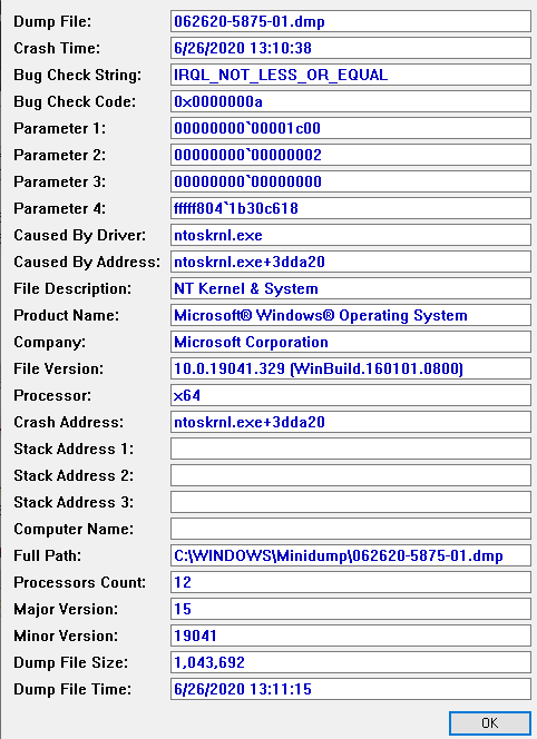 NT Kernel & System causing Blue screen stop code "  IRQL NOT LESS OR EQUAL " How do i fix... f0af5891-1b9c-4e9e-bffb-268ef0eac5ad?upload=true.png