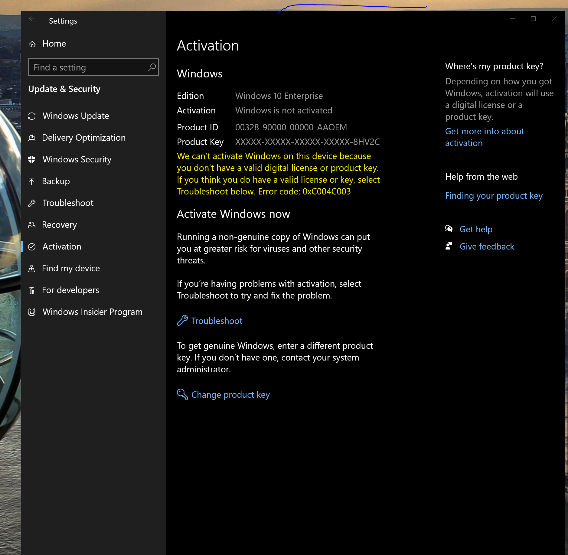 Build 19041 - Enterprise Windows 10 on a recent update and  now I am been asked for a license ? f0f6f510-714d-43e7-98f5-08b366147806?upload=true.png