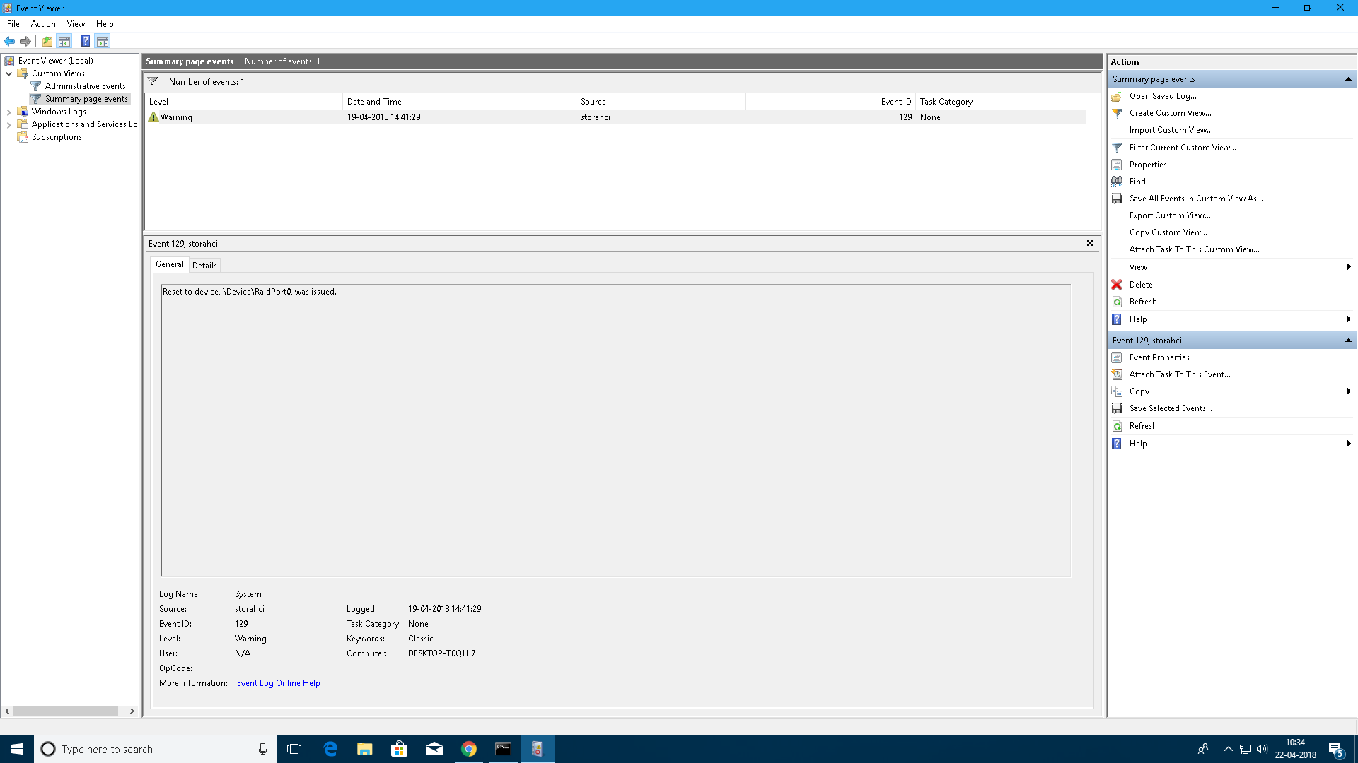 Reset to device, \Device\RaidPort0, was issued. f1eca6f7-cfd2-400a-98de-d23b6cde6b94?upload=true.png