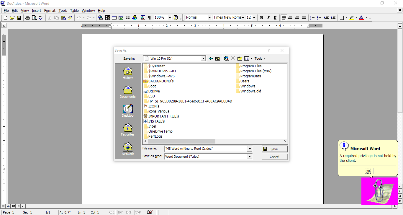 Here it is again.  Can't write to Root of C: drive. f2052e76-df98-4428-966b-ff9626d09c4c?upload=true.png