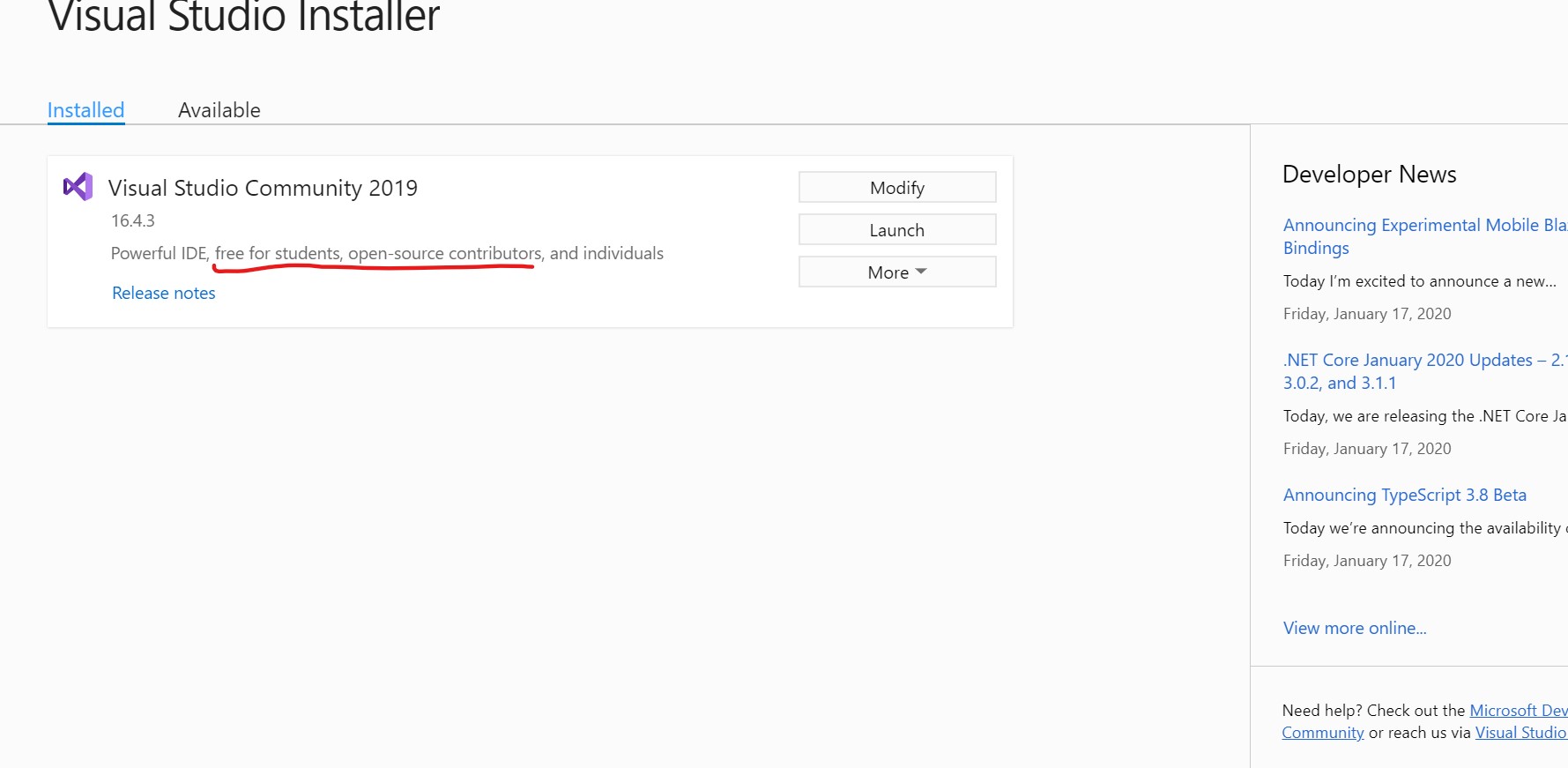 Visual studio community is free , open source or paid software f29d7e05-0aaf-47ce-a529-6db47a845cb5?upload=true.jpg