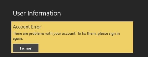 Account Error: There are problems with your account. To fix them, please sign in again. f3d9026d-5996-4070-8c4d-abfe56a1a57f?upload=true.jpg