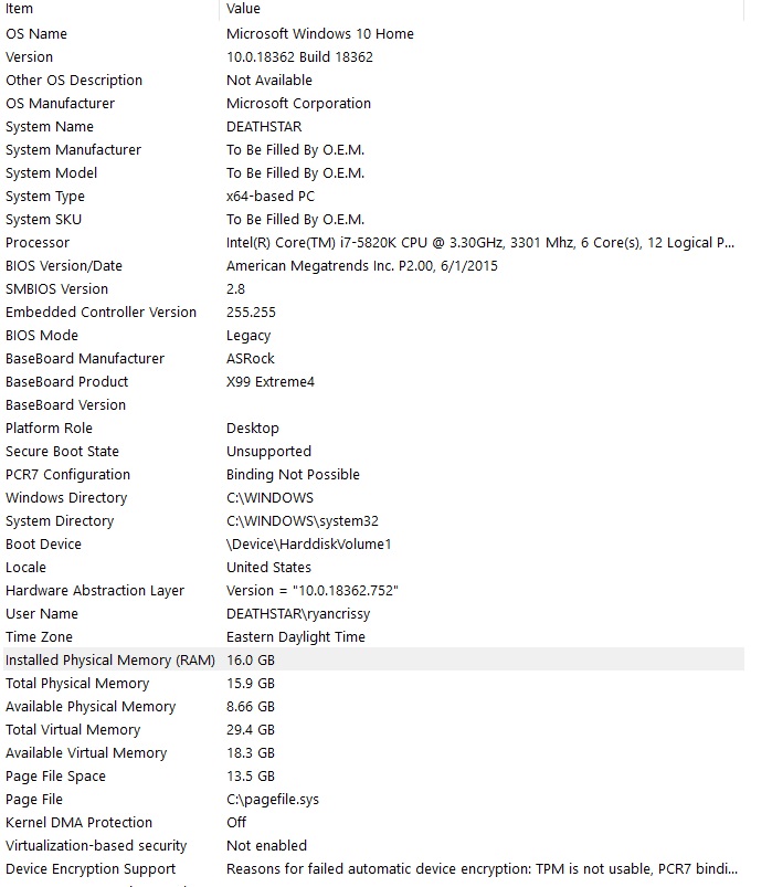 windows 10 home 16gb ram installed  system info shows 8.66 GB available physical memory f3fb22e3-1eb5-40dc-99af-154c3f4f9ccb?upload=true.jpg