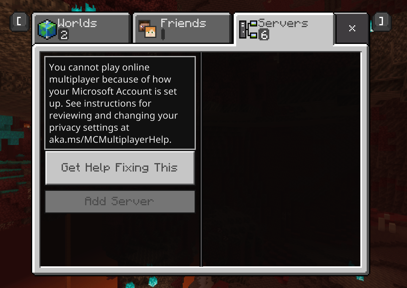Changed all my account settings but still can't use servers or realms f419db8b-f8a3-47bf-927a-90ef0b2b08e7?upload=true.png
