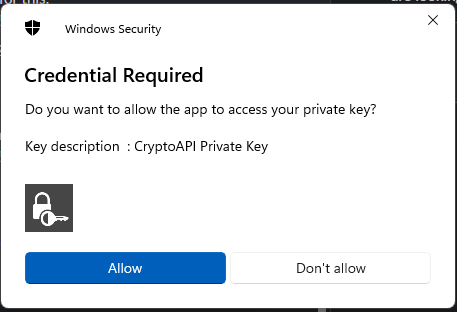 No option to "allow" Crypto API Private Key f44f169c-bdcb-4ae0-9e12-c114868d9263?upload=true.png
