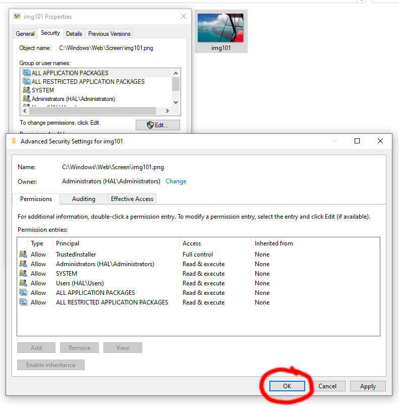 Windows 10 Home - Changing "TrustedInstaller" to "Administrator" to edit or remove items. f45bb423-72b0-489c-b609-402fe1b49afd?upload=true.jpg