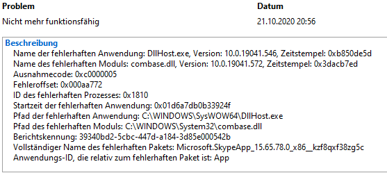 DllHost.exe combase.dll crash when start Skype f4a65ef6-7361-48fe-bbef-bbcf14dcaab1?upload=true.png