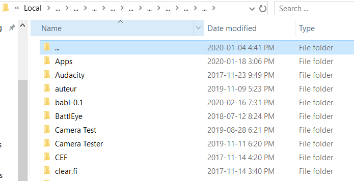 Have a folder named "...", can't delete it and when I try to view it's contents, it's just... f608eb0c-cb65-4654-98ef-ac4ba7dfab1f?upload=true.png